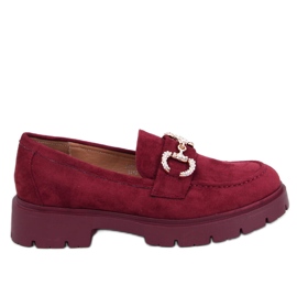 Mocasines Karins Wine de ante con hebilla rojo