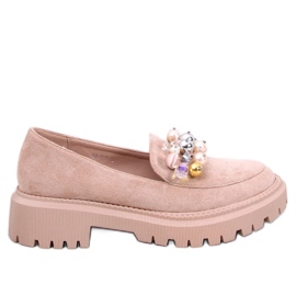 Mocasín plataforma Dollin caqui con cristales beige Mocasín plataforma Dollin caqui con cristales beige