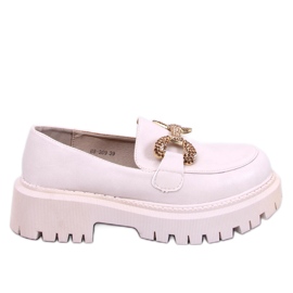 Buess Mocasines piel flor plataforma beige