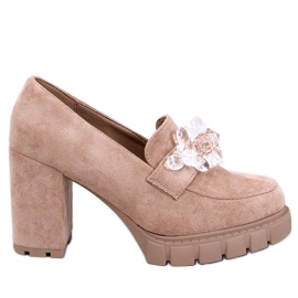 Mocasines Nadine Botines tacón caqui beige