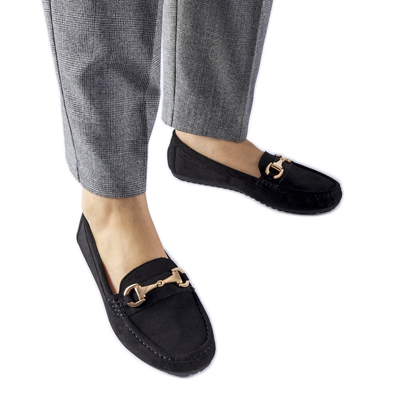 Mocasines negros decorados con hebilla Fernanda