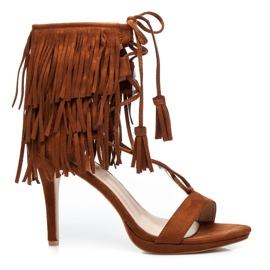 Randbe Sandalias boho con cordones marrón Randbe Sandalias boho con cordones marrón