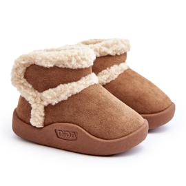 Botas de nieve con velcro para niños Unitia Camel marrón