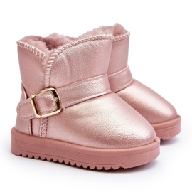 Botas de Nieve Infantiles Piel Ecológica con Correa Rosa Orinor