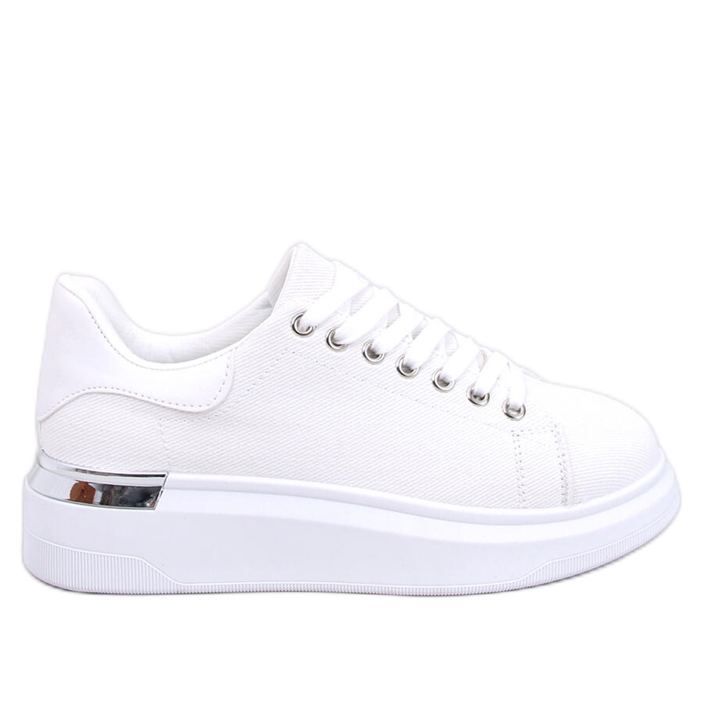 Hein Zapatillas cuña lona crudo beige blanco
