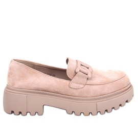 Mocasines Leena Kaki con plataforma y hebilla beige
