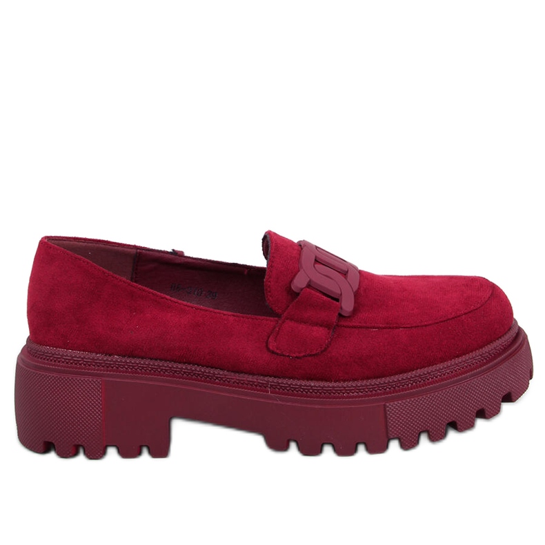 Mocasines Leena burdeos con plataforma y hebilla rojo