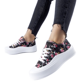 Zapatillas Cesano negras con flores negro