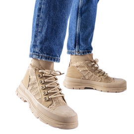 Zapatillas altas de tela beige de Casalma