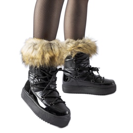 Botas de nieve Battle negras con aislamiento y pelo negro