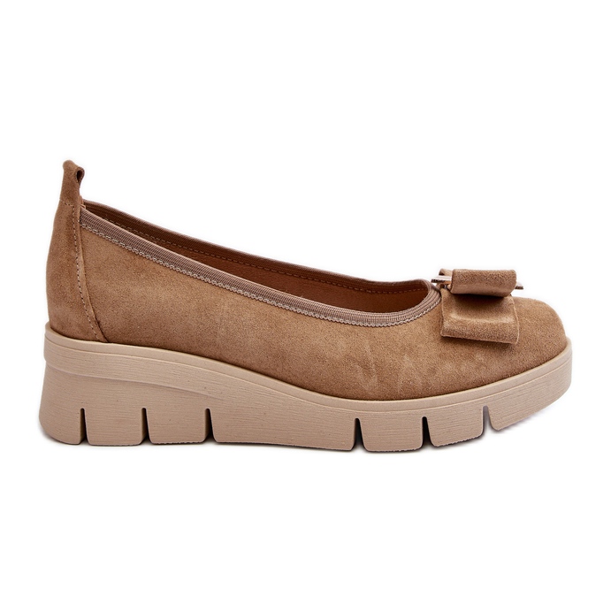 Lewski Shoes Bailarinas de piel con plataforma y adorno, Beige Lewski 3384