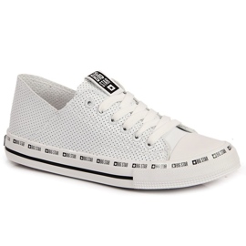 Deportivas bajas caladas en piel ecológica, blanco Big Star FF274024