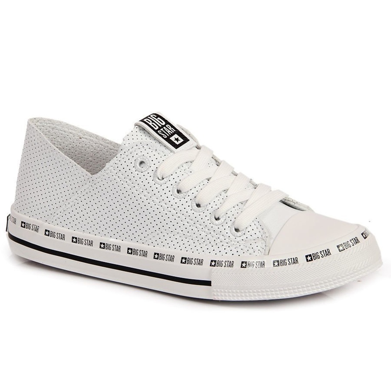 Deportivas bajas caladas en piel ecológica, blanco Big Star FF274024