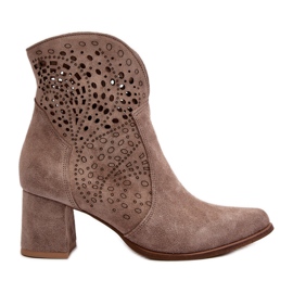 Zazoo 3166/P Botas Tacón Calado Mujer, Ante, Beige