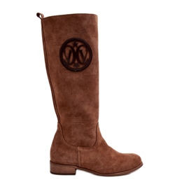 Zazoo 3367 Botas por encima de la rodilla de ante para mujer, marrón