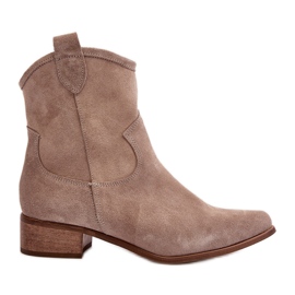 Zazoo 3329 Botas Vaqueras De Ante Cappucino Con Tacón Bajo beige