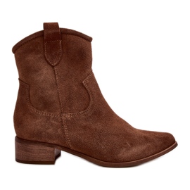 Zazoo 3329 Botas Cowboy Ante Marrón Tacón Bajo