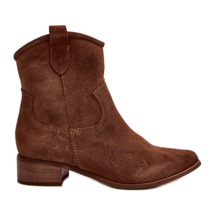 Zazoo 3329 Botas Cowboy Ante Marrón Tacón Bajo
