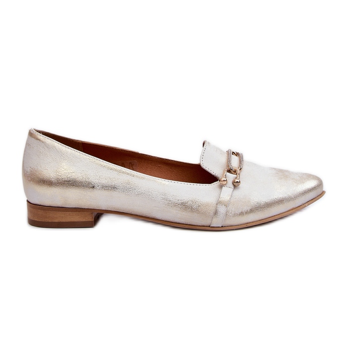 Zazoo 2885 Bailarinas de Piel con Decoración Dorada y Blanca dorado