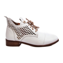 Zazoo 2878 Botines Bajos Mujer Piel Calado, Blanco