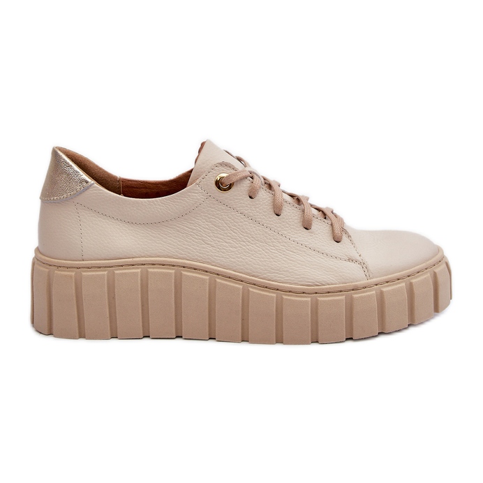 Zazoo 2919 Zapatos Mujer Piel Suela Gruesa, Beige