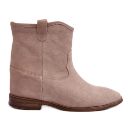 Zazoo 2326, Botines sin Cordones de Ante para Mujer, Beige
