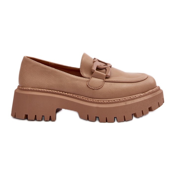 Mocasines Chunchos de Mujer con Cadena Beige Dataia Mocasines Chunchos de Mujer con Cadena Beige Dataia