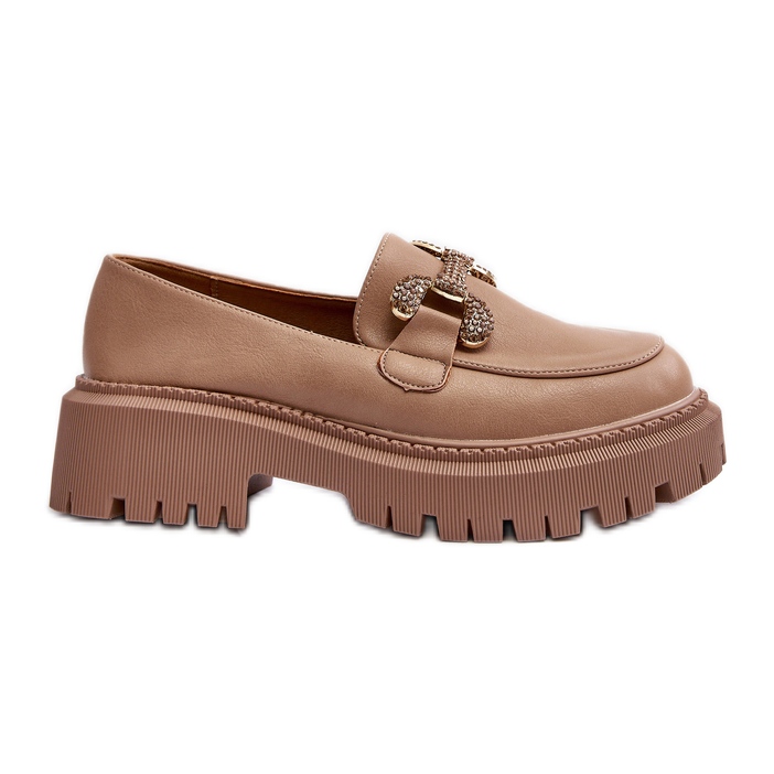 Mocasines De Mujer Con Adorno, Beige Oscuro Gargi