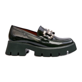 Mocasines Mujer Charol Con Adorno Verde Oscuro Arsaba