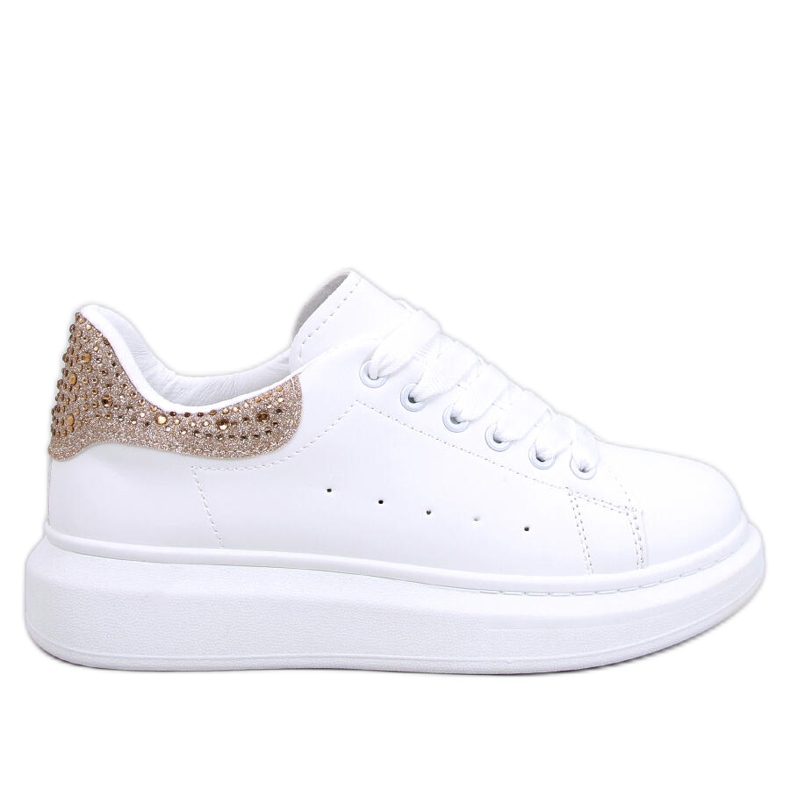 Deportivas Parkss BLANCO/ORO con plataforma y pedrería