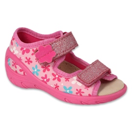 Sandalias infantil befado con aplicación de piel 063P001 flores rosas