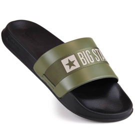 Chanclas hombre piel ecológica caqui Big Star LL174458 verde