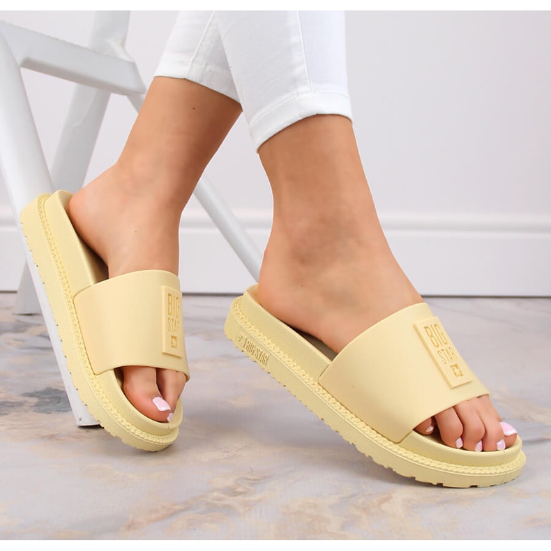 Chanclas de plataforma mujer amarillas Big Star LL274427 amarillo