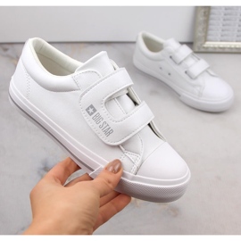 Zapatillas deportivas para niños fabricadas en piel ecológica con velcro, blanco Big Star LL374071