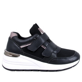 Deportivas Moulton con cuña y velcro en color negro