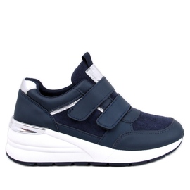 Deportivas Moulton Navy con cuña y velcro azul