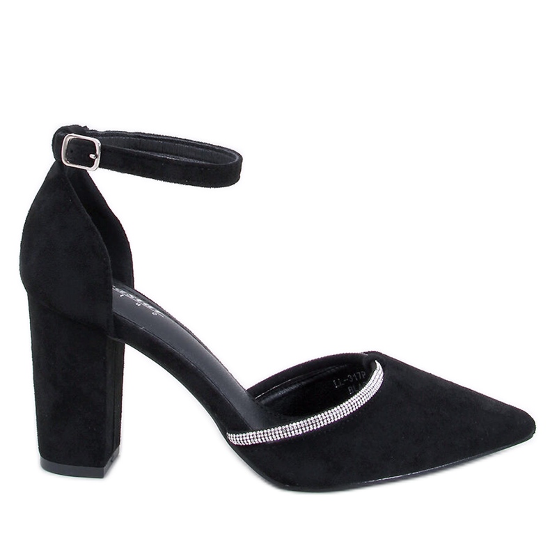 Salón Ingrid Black de tacón con pedrería negro Salón Ingrid Black de tacón con pedrería negro