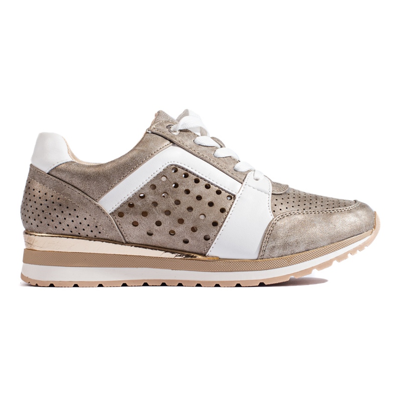 Zapatillas de mujer Daszyński caladas doradas dorado Zapatillas de mujer Daszyński caladas doradas dorado