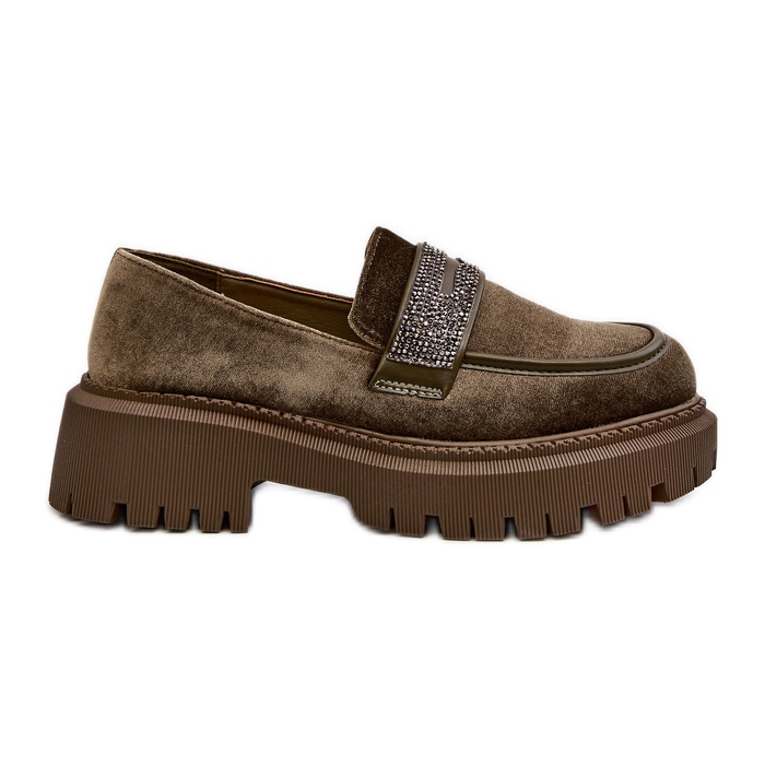 Mocasines De Mujer De Terciopelo Con Decoración, Verde Oscuro Wendreda