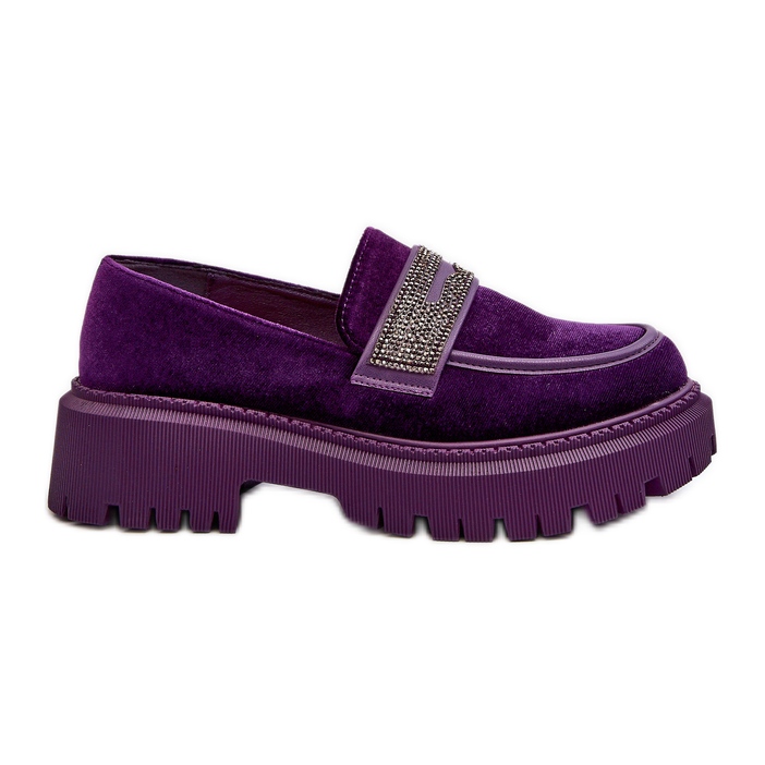 Mocasines De Mujer De Terciopelo Con Decoración, Morado Wendreda violeta
