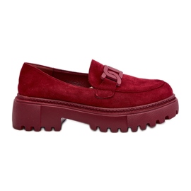 Mocasines Mujer Con Cadena, Burdeos Mevre rojo