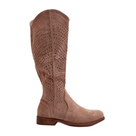 S.barski HY66-150 Botas Caladas Con Tacón Plano Beige