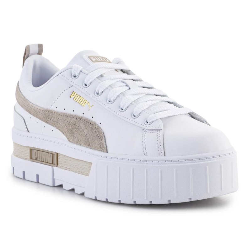 Puma Mayze Lth plataforma W zapatos 381983-02 blanco