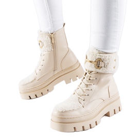 Botas de trabajo aislantes beige con hebilla Highland