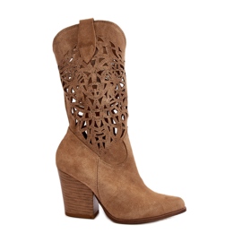 Zazoo 3414 Botines Calados Mujer, Ante, Beige