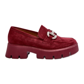 Mocasines De Mujer Con Decoración Burdeos Ellise rojo