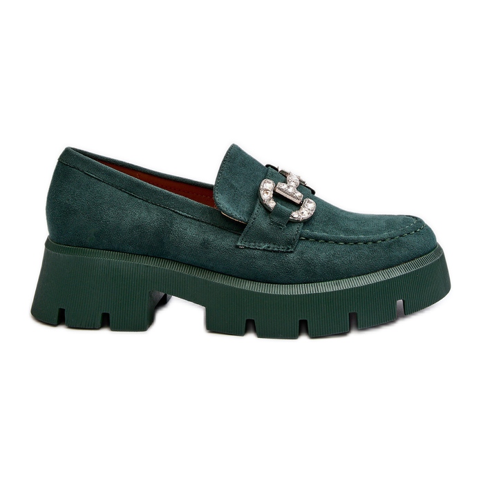 Mocasines De Mujer Con Decoración, Verde Ellise