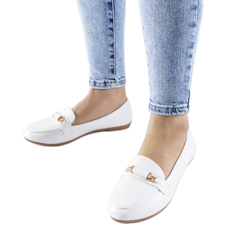 Mocasines hebilla Velino blanco