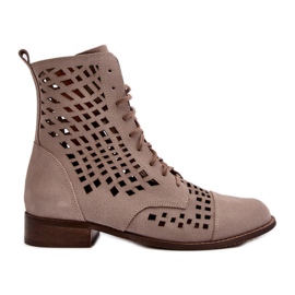 Zazoo 2627 Botines de Piel Calada, Beige