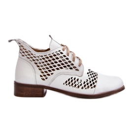Zazoo 2704 Botas de Piel Caladas, Blanco